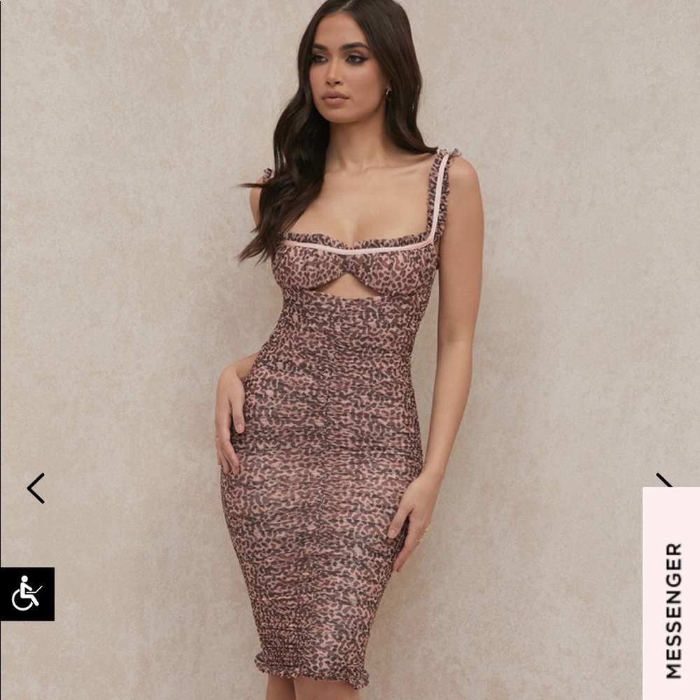 Houseofcb AUDRA ANIMAL PRINT MESH BUSTIER DRESS